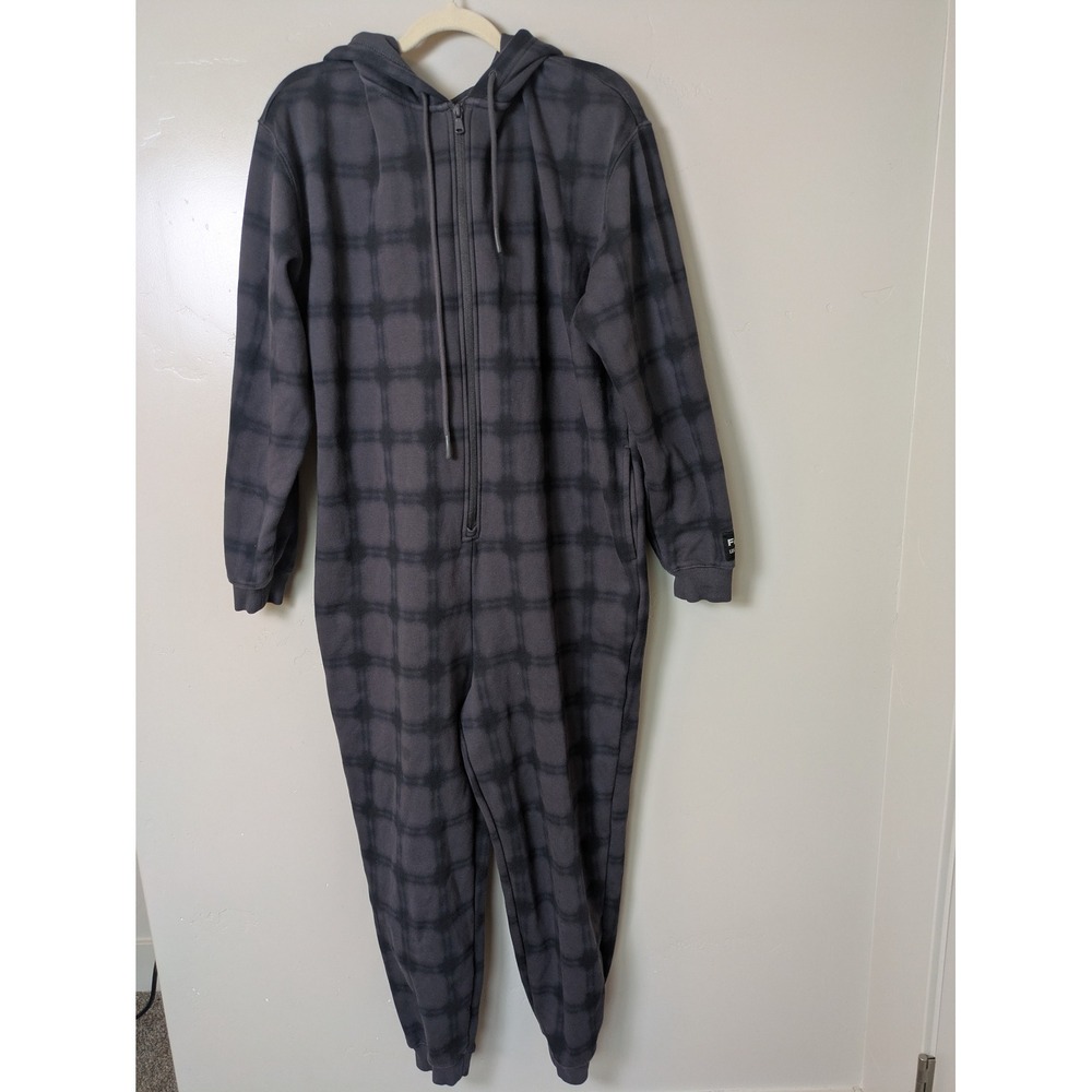 Fabletics Plaid Fleece Hooded Onesie Loungewear Sleepwear‎ Size L